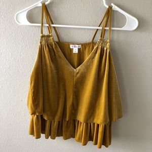 Gold velvet crop top